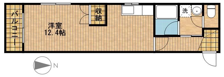 ベルハウス(ワンルーム/1階)の間取り写真