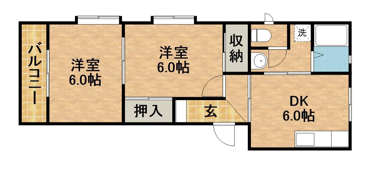 サニープレイス曳馬(2DK/1階)の間取り写真