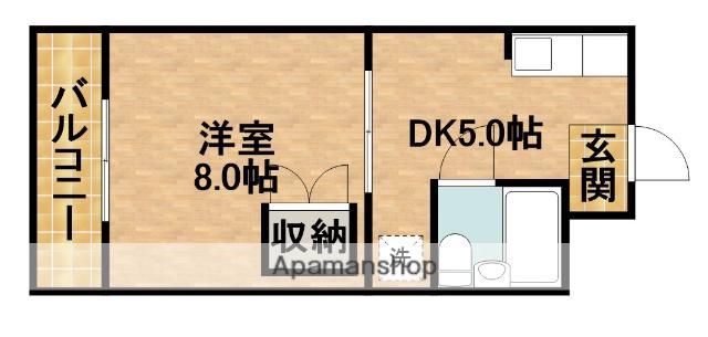 グランドゥールⅡ(1DK/3階)の間取り写真