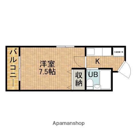 フォーラム和地山(1K/2階)の間取り写真