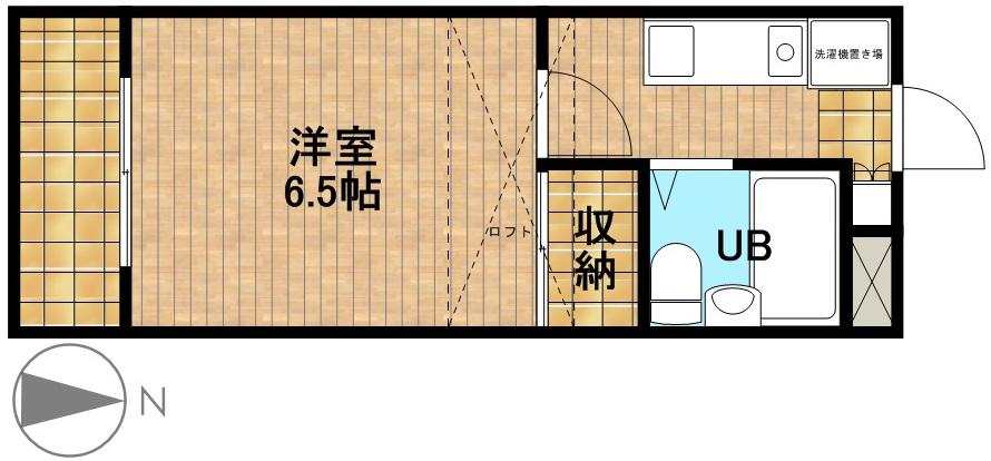 上島ロイドアパートC棟(1K/2階)の間取り写真