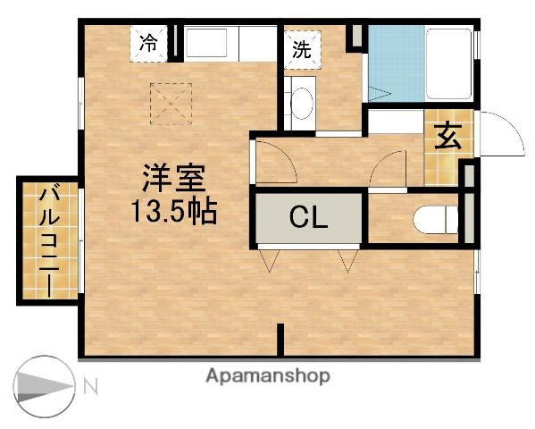 ブラッサム上西(1K/1階)の間取り写真