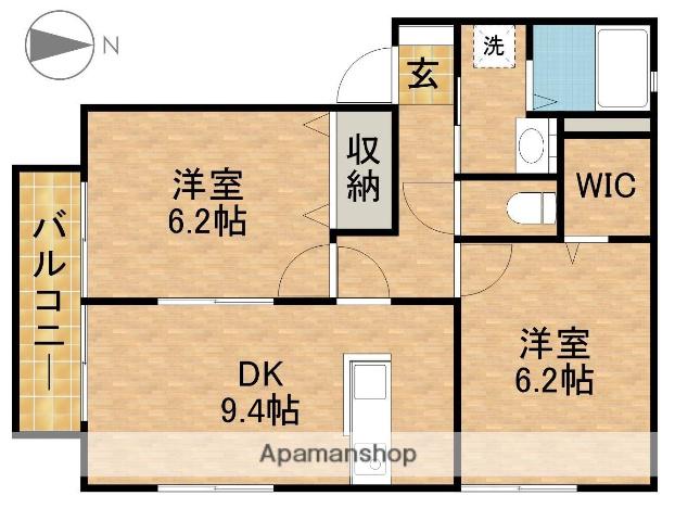 サンビレッジ神田B(2DK/1階)の間取り写真