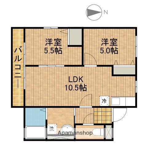 ハイツ秋桜Ⅱ(2LDK/1階)の間取り写真