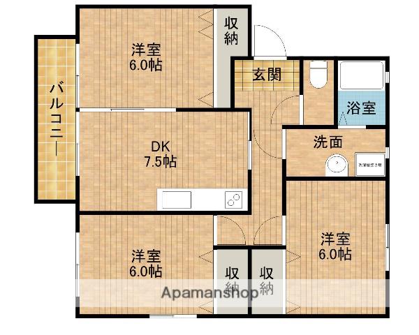 エスポワールミシマB(3DK/2階)の間取り写真
