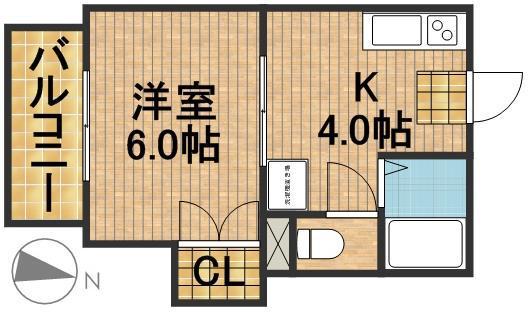 ラウム・ブリランテ(1K/1階)の間取り写真