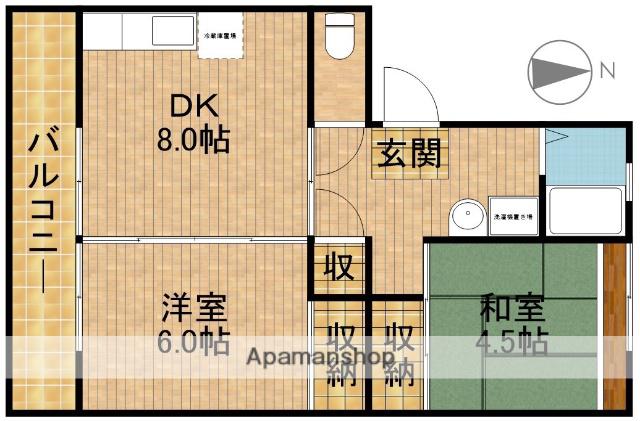 浜松駅南団地5号棟(2DK/2階)の間取り写真