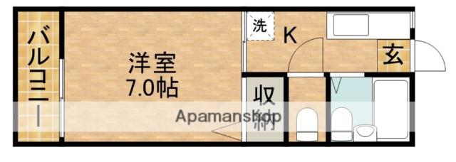 ぽいんとM(1K/2階)の間取り写真