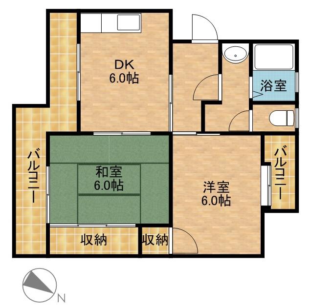 マンションKM-1(2DK/1階)の間取り写真