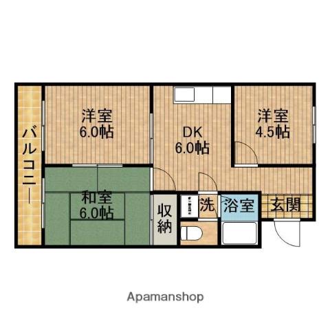 ルーセントK(3DK/4階)の間取り写真