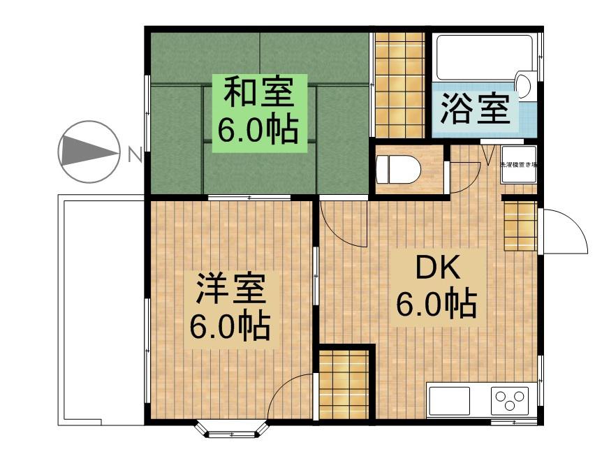 シャロム・F(2DK/2階)の間取り写真