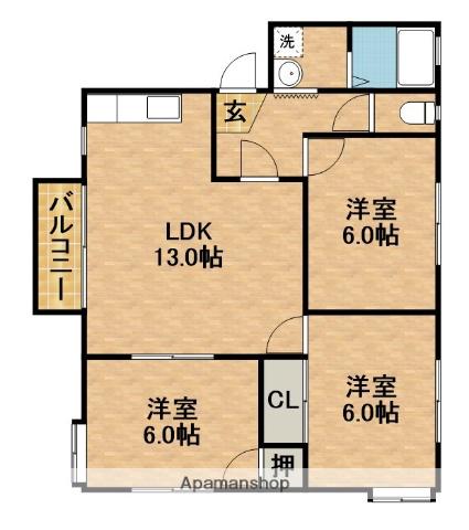 コリーナ蜆塚A(3LDK/1階)の間取り写真