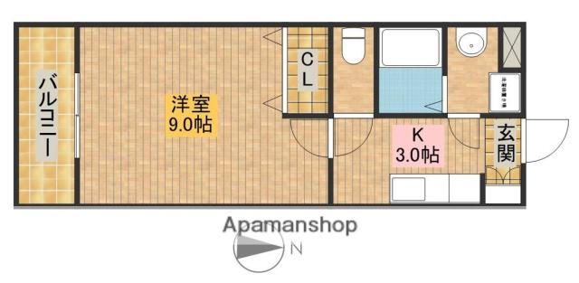 ブリアール(1K/2階)の間取り写真