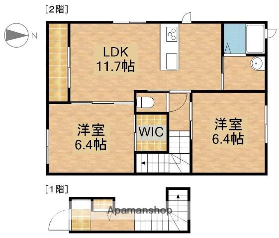 松並木B(2LDK/2階)の間取り写真
