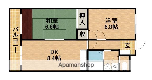 ビューしじみの森(2DK/3階)の間取り写真