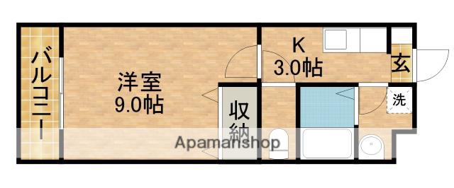サジタリアス高丘(1K/1階)の間取り写真