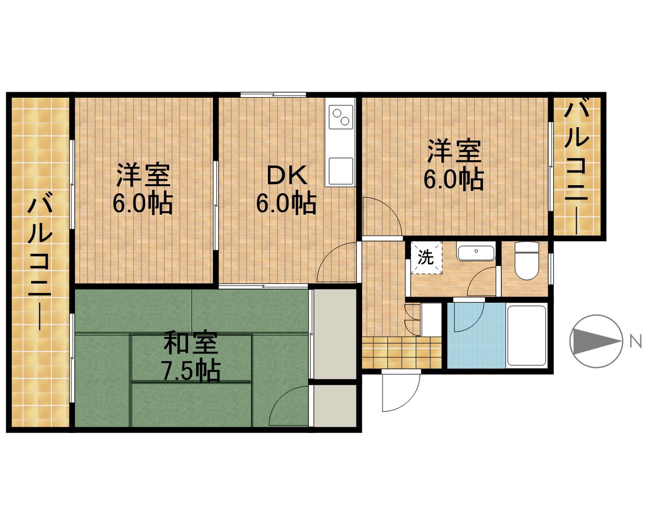 サンティール(3DK/3階)の間取り写真