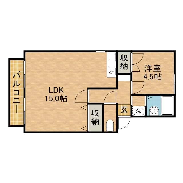 グリーンヒルⅠ(1LDK/2階)の間取り写真