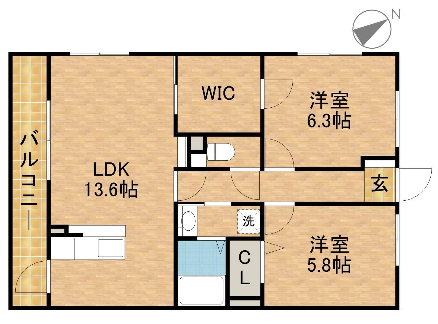 DUNE(2LDK/2階)の間取り写真
