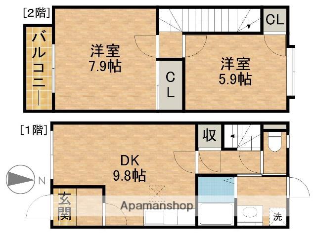 アビタシオン駅南Ｂ(2DK)の間取り写真