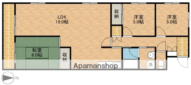 マンション寺田(3LDK/4階)の間取り写真