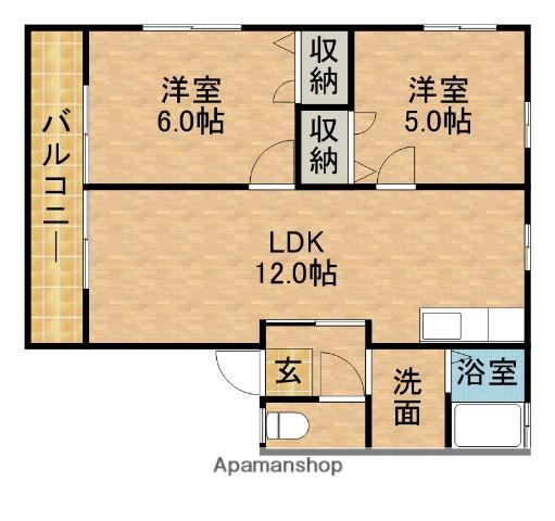 メープル(2LDK/2階)の間取り写真