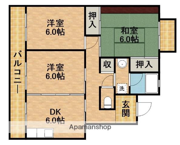パレス富塚(3DK/2階)の間取り写真