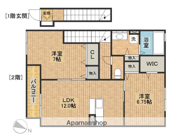 レセンテB(2LDK/2階)の間取り写真