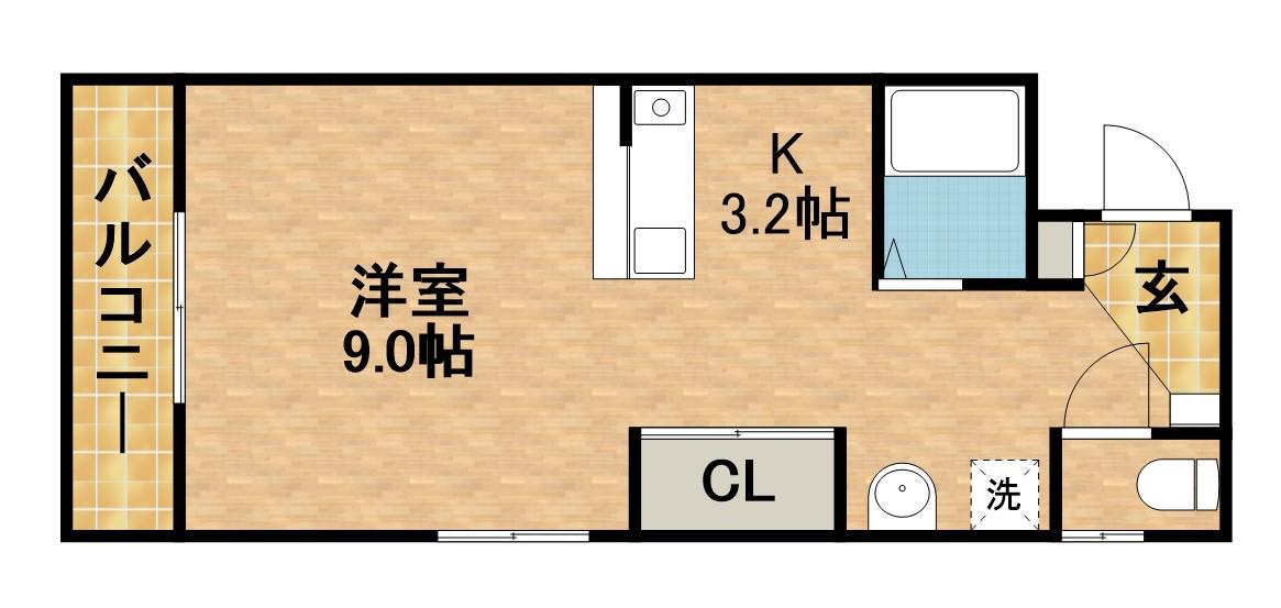 サンライフ鴨江(ワンルーム/1階)の間取り写真