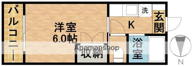 東海道本線 浜松駅 バス乗車時間：10分 南中前バス停で下車 徒歩5分 2階建 築33年(1K/2階)の間取り写真