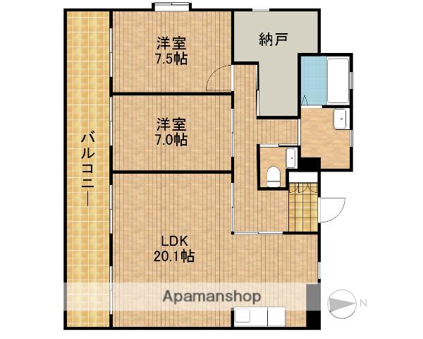 シャトレ七番館(2LDK/4階)の間取り写真