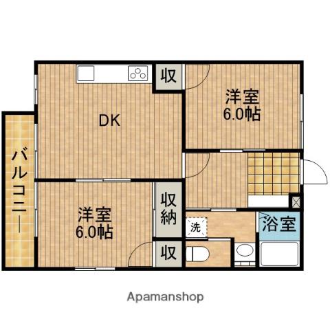 宮崎ハイツB(2DK/2階)の間取り写真