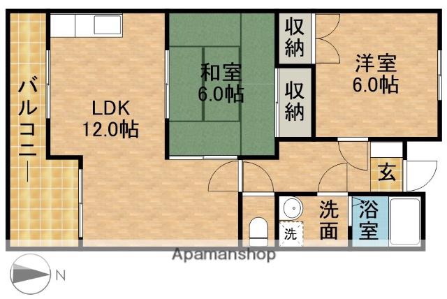 コスモスB・C(2LDK/2階)の間取り写真