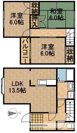 プリンスコート神田(3LDK)の間取り写真