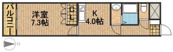 クレストールⅠ(1K/2階)の間取り写真