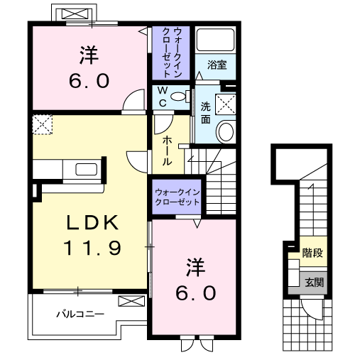 エテルノⅡ(2LDK/2階)の間取り写真