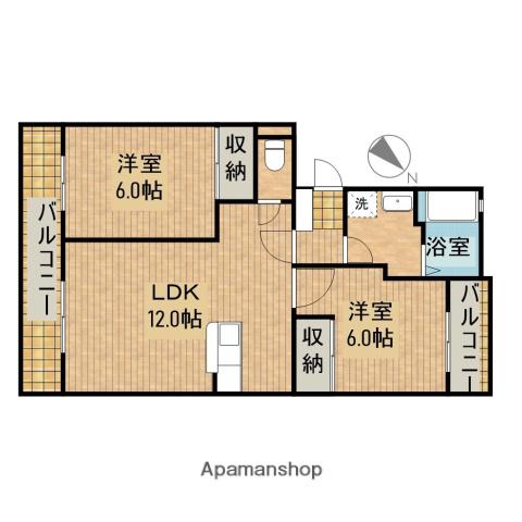 ガウディウム(2LDK/1階)の間取り写真