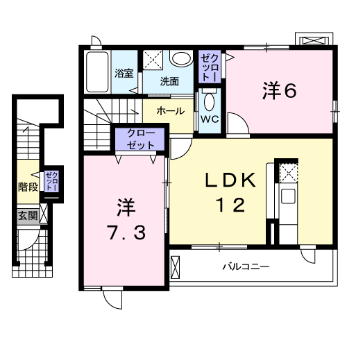 ヴィラ・ノース(2LDK/2階)の間取り写真