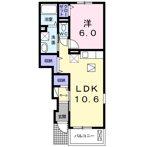 ボヌール(1LDK/1階)の間取り写真