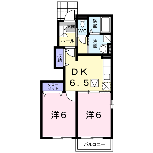 ヴィオラ U(2DK/1階)の間取り写真