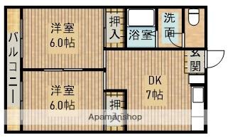 グリーンハイム(2DK/1階)の間取り写真