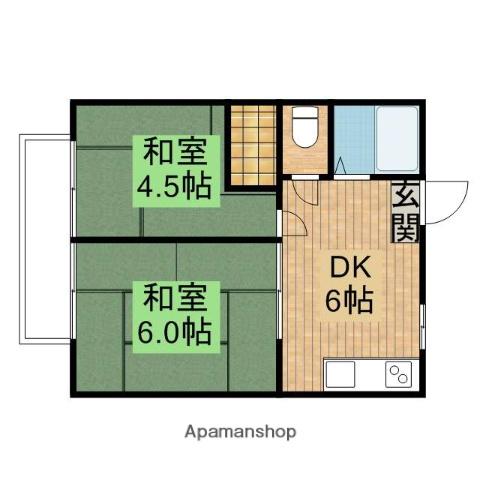 ヴィラベルディD(2DK/2階)の間取り写真