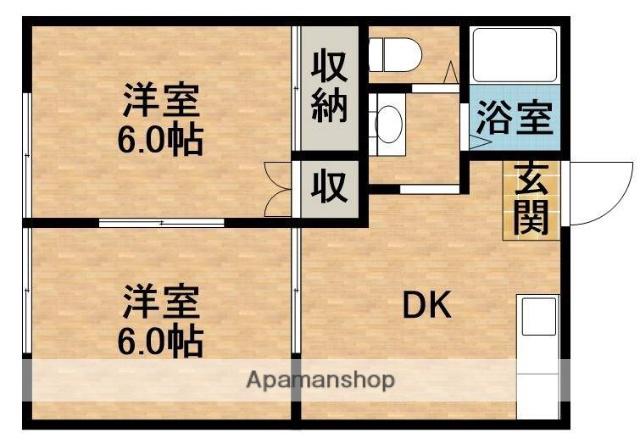 ハイムブライトヒル(2DK/2階)の間取り写真