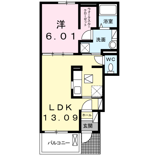 メゾン カンパーニュ Ⅲ(1LDK/1階)の間取り写真