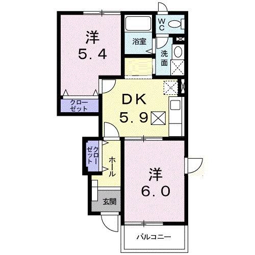 アプリコット・トゥリ-(2K/1階)の間取り写真