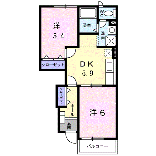 フィオーレ・F(2K/1階)の間取り写真