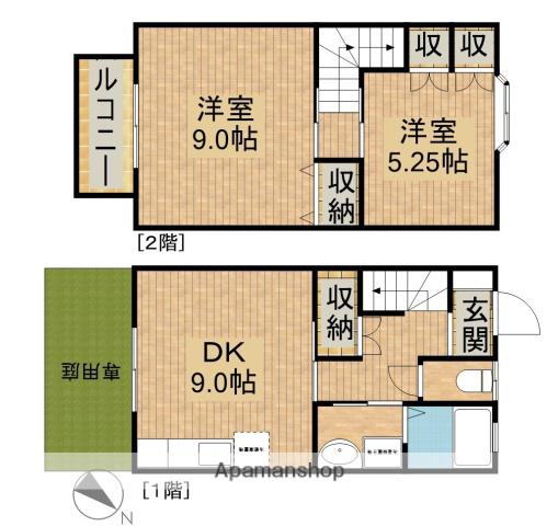 モンターニュⅡ番館(2DK/1階)の間取り写真