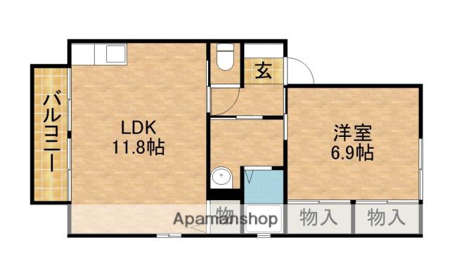 夢見荘(1LDK/2階)の間取り写真
