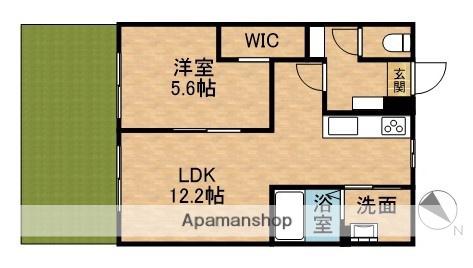 フロールΜB(1LDK/1階)の間取り写真