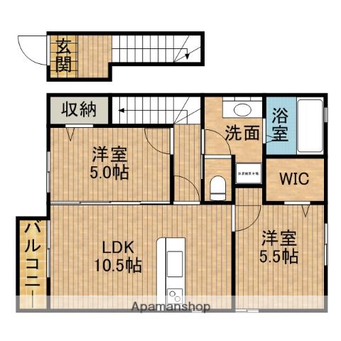ミーティア(2LDK/2階)の間取り写真